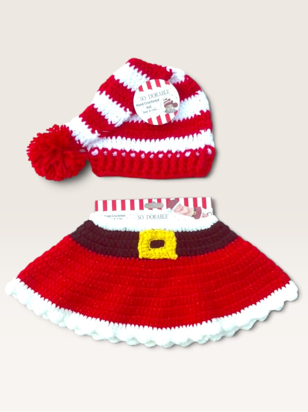 So Dorable Crocheted Santa Hat and Skirt